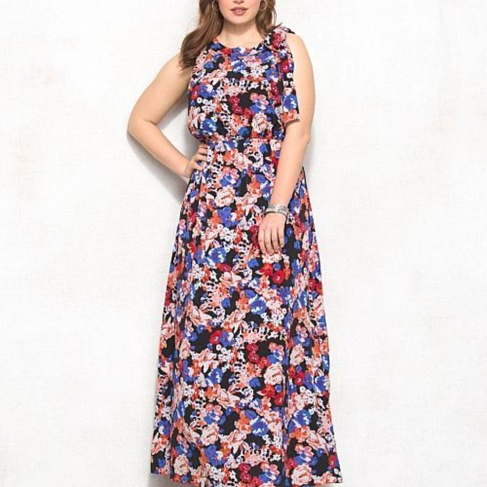 Heidi Weisel Red and Blue Floral maxi